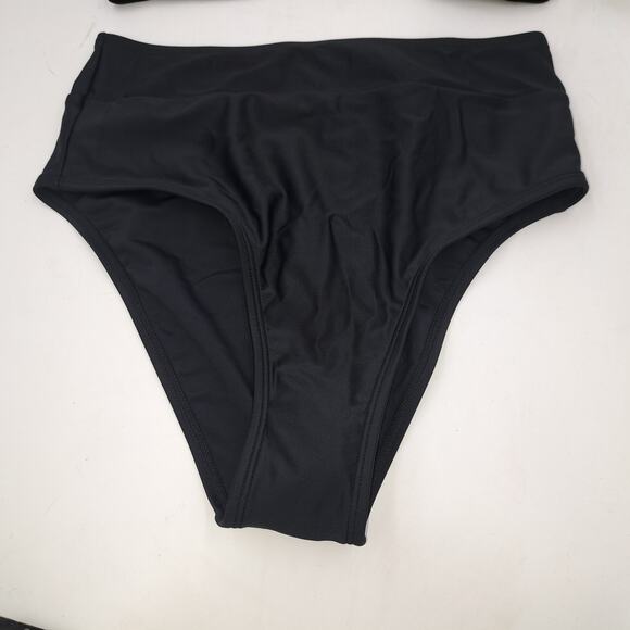 CUPSHE Black Mesh High Waist Bikini Swimsuit Tank Top 2 Pieces BathingSuit XS - Picture 3 of 12